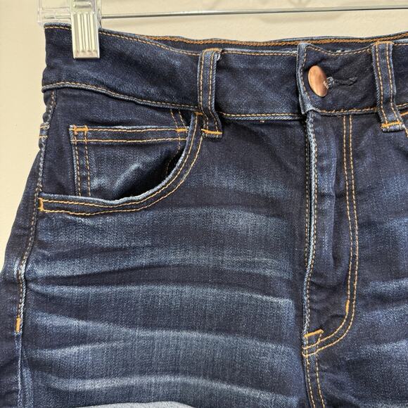 American Eagle High Rise Shortie Micro Mini Dark Wash Shorts Sz 6 Super Stretch - Picture 3 of 8